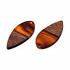 Transparent Resin & Walnut Wood Pendants RESI-N025-031-C02-3