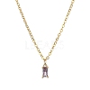 Glass Rectangle Pendant Necklace with Golden Brass Cable Chains Necklace for Women NJEW-FZ00011-5