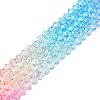 Gradient Color Baking Paint Glass Bead Strands DGLA-A039-T4mm-A08-4