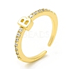 Clear Cubic Zirconia Initial Letter Open Cuff Ring RJEW-H120-09G-B-1