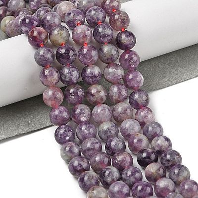 Natural Lepidolite/Purple Mica Stone Beads Strands G-B133-A01-12MM-1