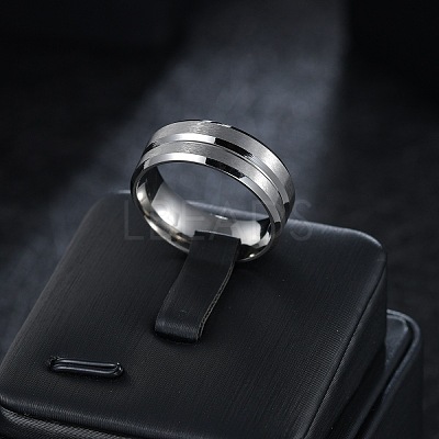 Grooved 201 Stainless Steel Finger Rings for Men WG2ADDA-06-1