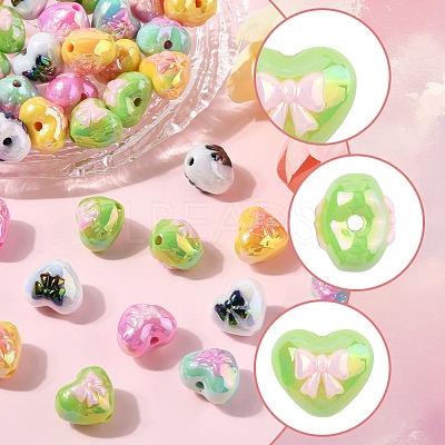 40Pcs UV Plated Acrylic Beads PACR-FS0001-08-1