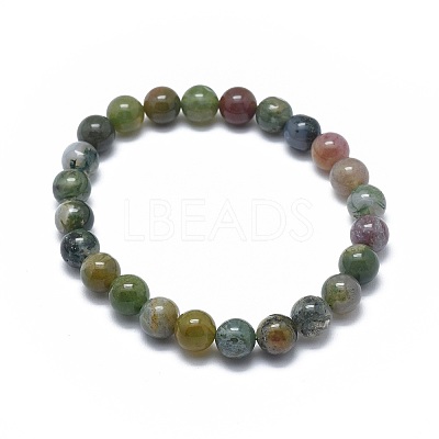 Natural Indian Agate Bead Stretch Bracelets BJEW-K212-B-010-1