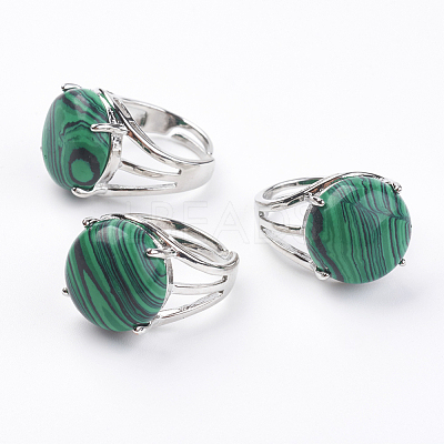 Adjustable Synthetic Malachite Finger Rings RJEW-F075-01I-1
