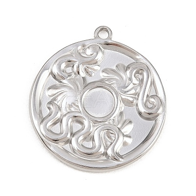 304 Stainless Steel Pendant Cabochon Settings STAS-L313-08P-1