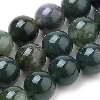Natural Moss Agate Beads Strands G-S259-18-8mm-1