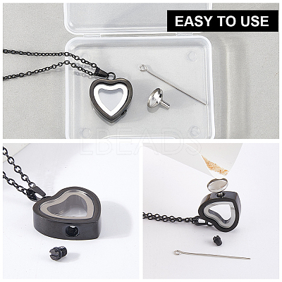 1Pc Stainless Steel Heart Pendant Urn Ashes Necklaces NJEW-CN0001-17B-1