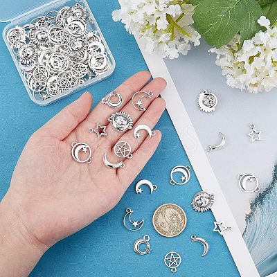 96Pcs 8 Style Tibetan Style Alloy Pendants TIBE-FH0001-15-1