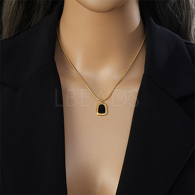 Trapezoid Stainless Steel with Natural Shell Pendant Necklaces & Hoop Earrings Sets WG9CFB5-01-1