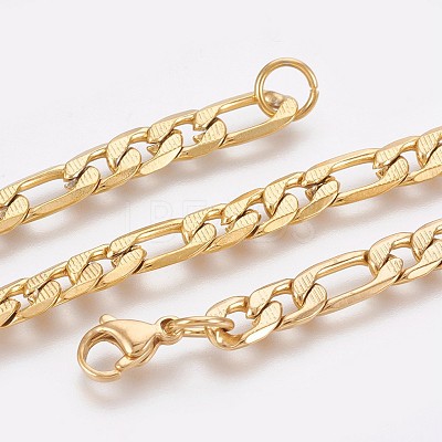 Ion Plating(IP) 304 Stainless Steel Figaro Chain Bracelets BJEW-P235-03G-1