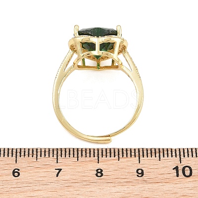 Heart Brass Micro Pave Cubic Zirconia Cuff Open Rings for Women CU-CBA0A21-02G-04-1