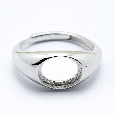 Anti-Tarnish Rhodium Plated 925 Sterling Silver Finger Ring Components STER-G027-02P-1