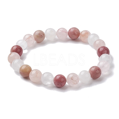 Natural Mixed Gemstone Round Beaded Stretch Bracelets for Women BJEW-JB10086-04-1