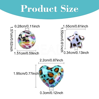 10Pcs 2 Styles UV Plating Opaque Acrylic Beads OACR-YW0003-44A-1