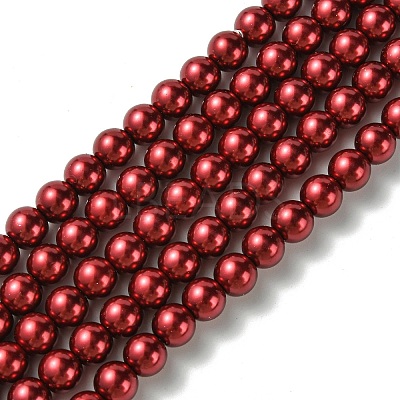 Eco-Friendly Dyed Glass Pearl Round Beads Strands HY-A008-8mm-RB038-1