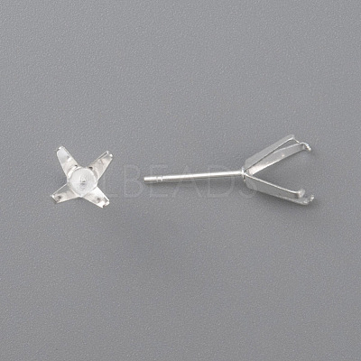 304 Stainless Steel Prong Earring Settings LS-STAS-O098-06S-05-1