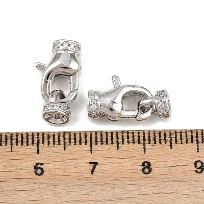 Brass Micro Pave Clear Cubic Zirconia Cord Ends KK-C136-01P-1