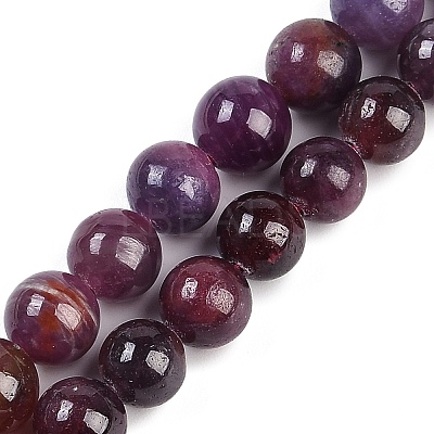 Natural Gemstone Ruby Round Beads Strands G-O017-7mm-06-1