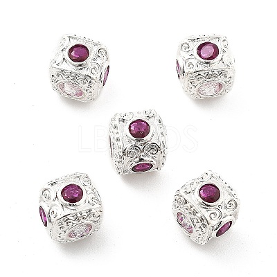 Brass Micro Pave Cubic Zirconia Beads KK-R216-17P-01-1