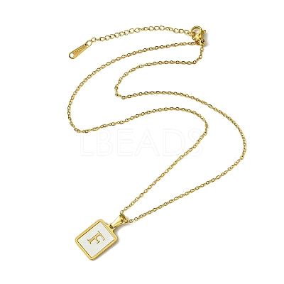 Ion Plating(IP) Rectangle with Initial Letter 304 Stainless Steel Pendant Necklace NJEW-R265-04G-F-1