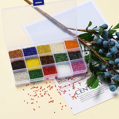 180G 15 Colors Glass Seed Beads SEED-JQ0003-01A-2mm-1