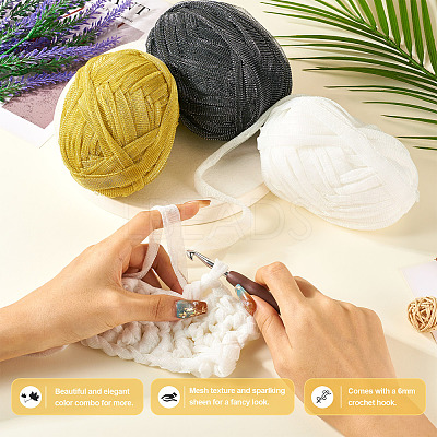 3 Skeins 3 Colors Polyester Yarn DIY-MB0002-06A-1