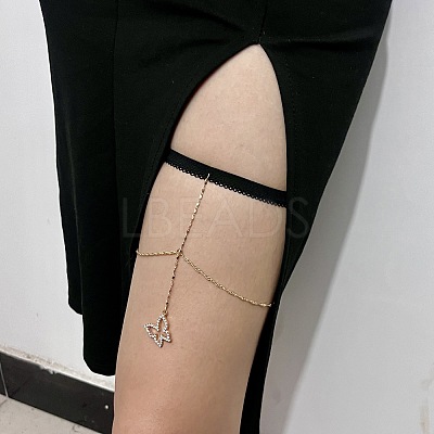 Alloy Rhinestone Sexy Elastic Multilayer Tassel Butterfly Leg Chain FS-WG8A9A5-01-1
