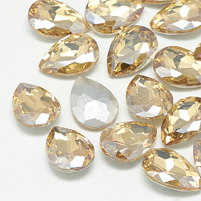 Pointed Back Glass Rhinestone Cabochons RGLA-T081-13x18mm-06-1