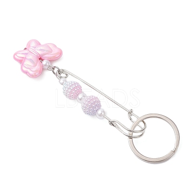 Acrylic Butterfly with Round Bead Keychains KEYC-JKC01438-1