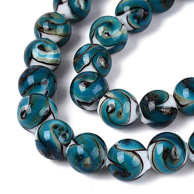 Gold Sand Handmade Lampwork Beads Strands LAMP-N037-08B-1