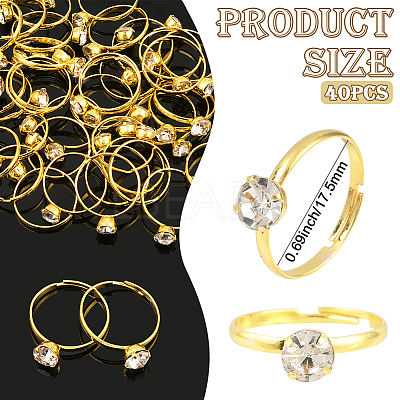 40Pcs Adjustable Alloy Rhinestone Finger Rings for Women RJEW-SP0001-02G-1