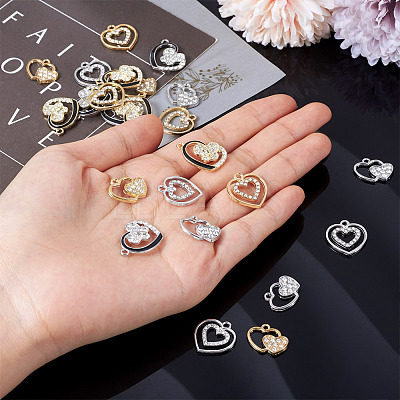 24Pcs 3 Styles 2 Colors Alloy with Crystal Rhinestone Pendants ALRI-TA0001-23-1