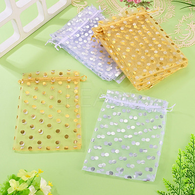 16Pcs 2 Colors Hot Stamping Polka Dot Organza Jewelry Drawstring Bags ABAG-TADJ0001-06D-1