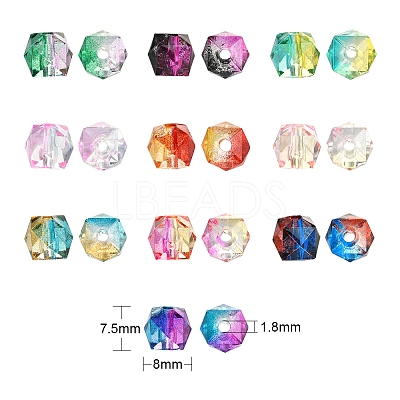 250Pcs 10 Colors Two Tone Transparent Spray Painted Acrylic Beads ACRP-CJ0001-03-1