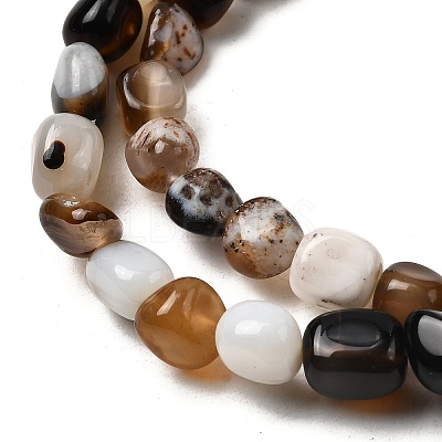 Natural Black Agate Bead Strands G-P070-34-1
