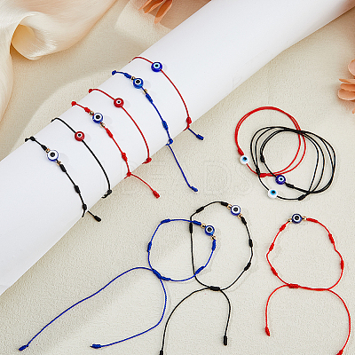 12Pcs 9 Style Glass Evil Eye Braided Bead Bracelets Set BJEW-FI0001-24-1