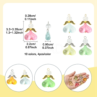 40Pcs 10 Colors Acrylic Glass Pendants PALLOY-FS00018-1