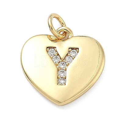 Brass Micro Pave Clear Cubic Zirconia Pendants KK-D229-01G-25-1