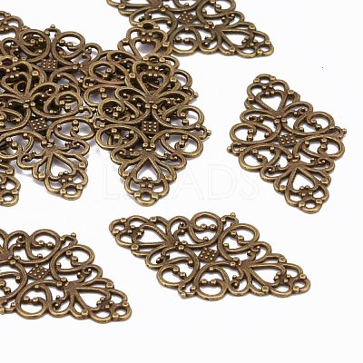 Tibetan Style Alloy Rhombus Filigree Joiners Links X-TIBE-5377-AB-FF-1