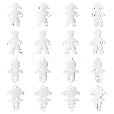 16Pcs 4 Style 201 Stainless Steel Connector Charms STAS-UN0035-52-1
