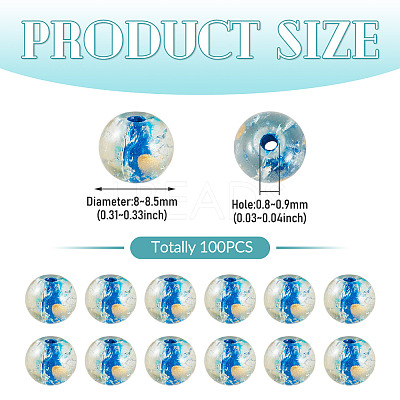 100Pcs Crackle Transparent Glass Beads GLAA-TADJ0001-12E-1