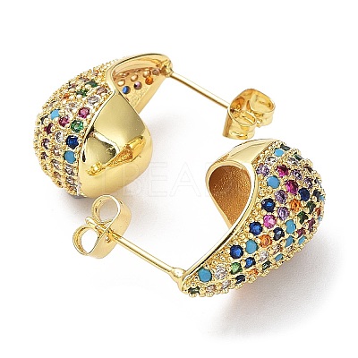Cubic Zirconia Teardrop Stud Earrings EJEW-H137-01G-06-1