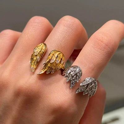 Alloy Rhinestone Cuff Open Rings WGEE099-01-1