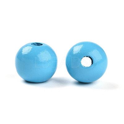 Painted Natural Wood Beads WOOD-A018-16mm-03-1