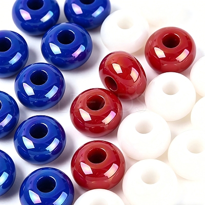 Independence Day Opaque Acrylic European Beads OACR-E033-19M1-1