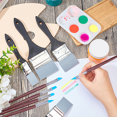 Wooden Paint Brushes Set AJEW-OC0002-90-1