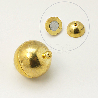 Brass Magnetic Clasps with Loops X-PALLOY-MC043-3G-1