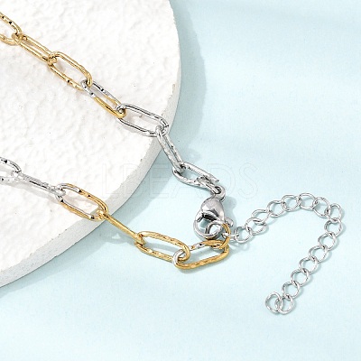4MM Two Tone 304 Stainless Steel Textured Paperclip Chain Necklaces for Man and Women SA-CBAB767-12GP-1