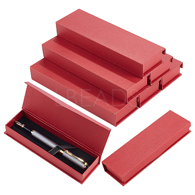 Rectangle Cardboard Pen Storage Boxes with Magnetic Flap Lid CON-WH0094-39-1